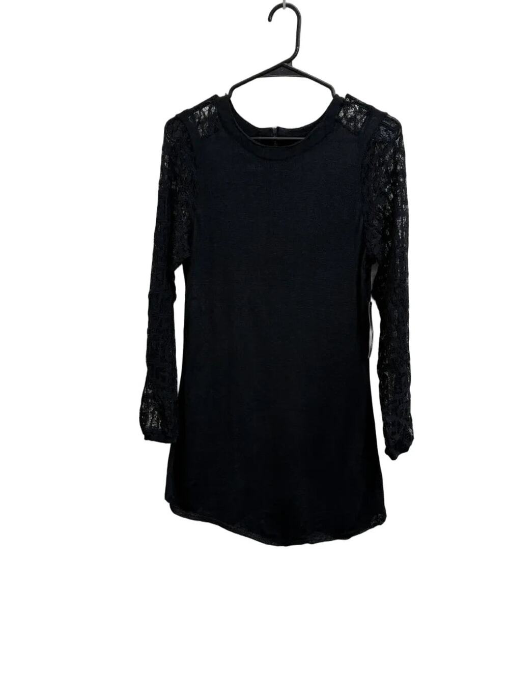 NIC+ZOE Lace Sleeve Knit Top Black
